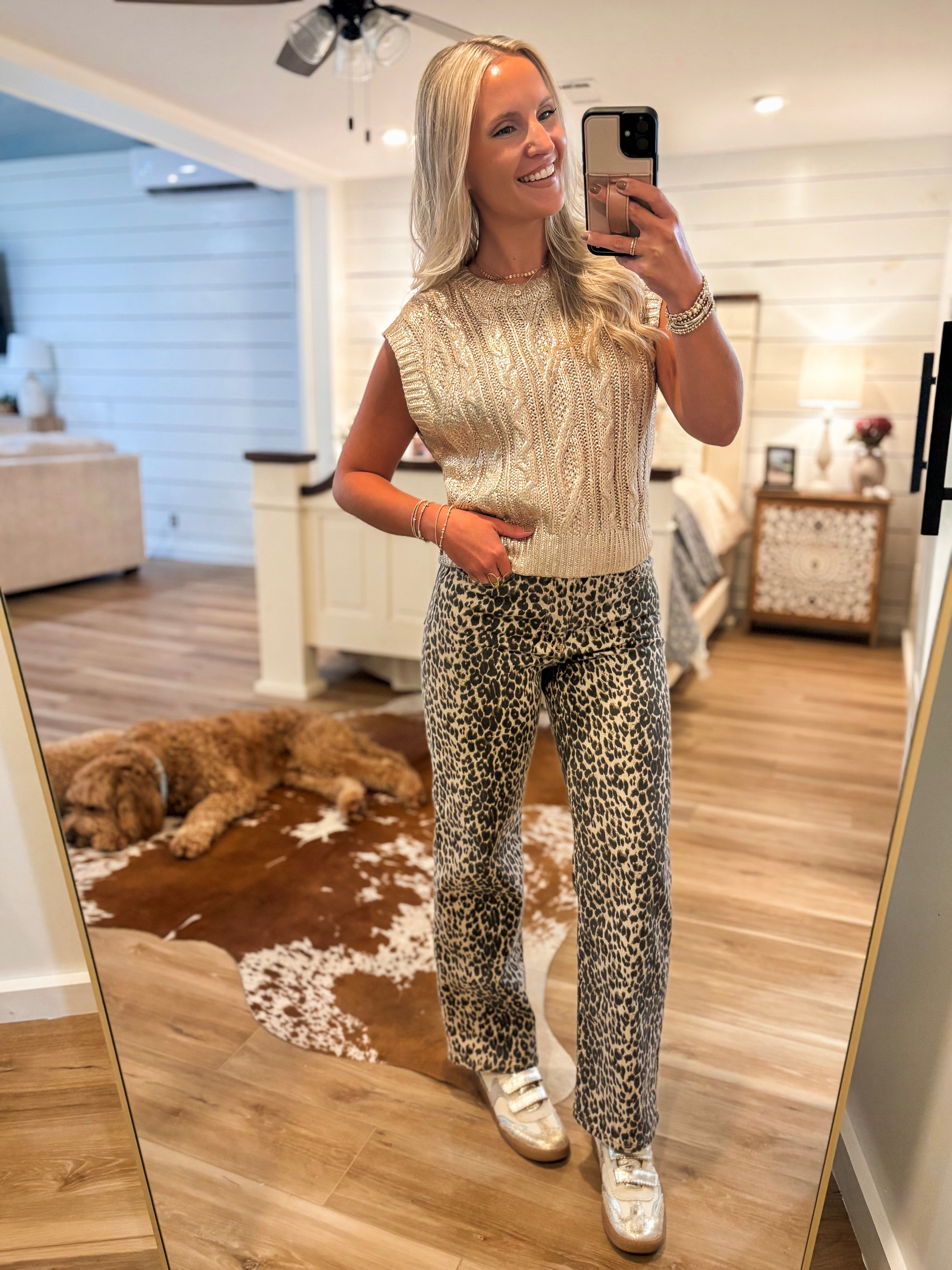 Spot Me Leopard Just Black Vintage Straight Denim