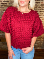 Load image into Gallery viewer, All On You Maroon Bubble Print Blouse
