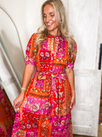 Load image into Gallery viewer, Doing This Fuchsia Multi Patchwork Maxi Dress

