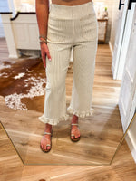 Load image into Gallery viewer, Oat &amp; Navy Pin Stripe Cropped Pant
