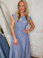 Load image into Gallery viewer, Pretty Things Slate Blue Midi Dress
