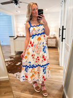Load image into Gallery viewer, European Summer White Printed Midi Dress
