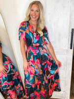 Load image into Gallery viewer, Moonlit Stroll Floral THML Midi Dress
