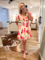 Load image into Gallery viewer, New Thought Pink Floral Eyelet Mini Dress
