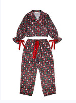 Load image into Gallery viewer, Simply Southern Red/Navy Bow L/S PJ Set - Hldy Trst
