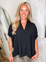 Load image into Gallery viewer, Just Fine Black Tunic Blouse
