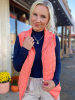 Load image into Gallery viewer, Giving My Best Quilted Neon Orange Vest
