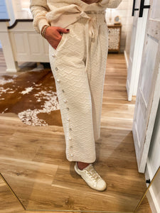 Shining Bright Pearl/Jewel Embellished Ivory Lounge Pants