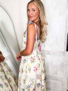 Pretty Petals Ivory Multi Floral Midi Dress