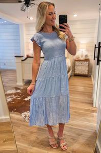 Passing Notes Periwinkle Midi Dress