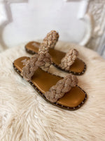 Load image into Gallery viewer, Don&#39;t Get It Twisted Champagne Crystal Corkys Sandal
