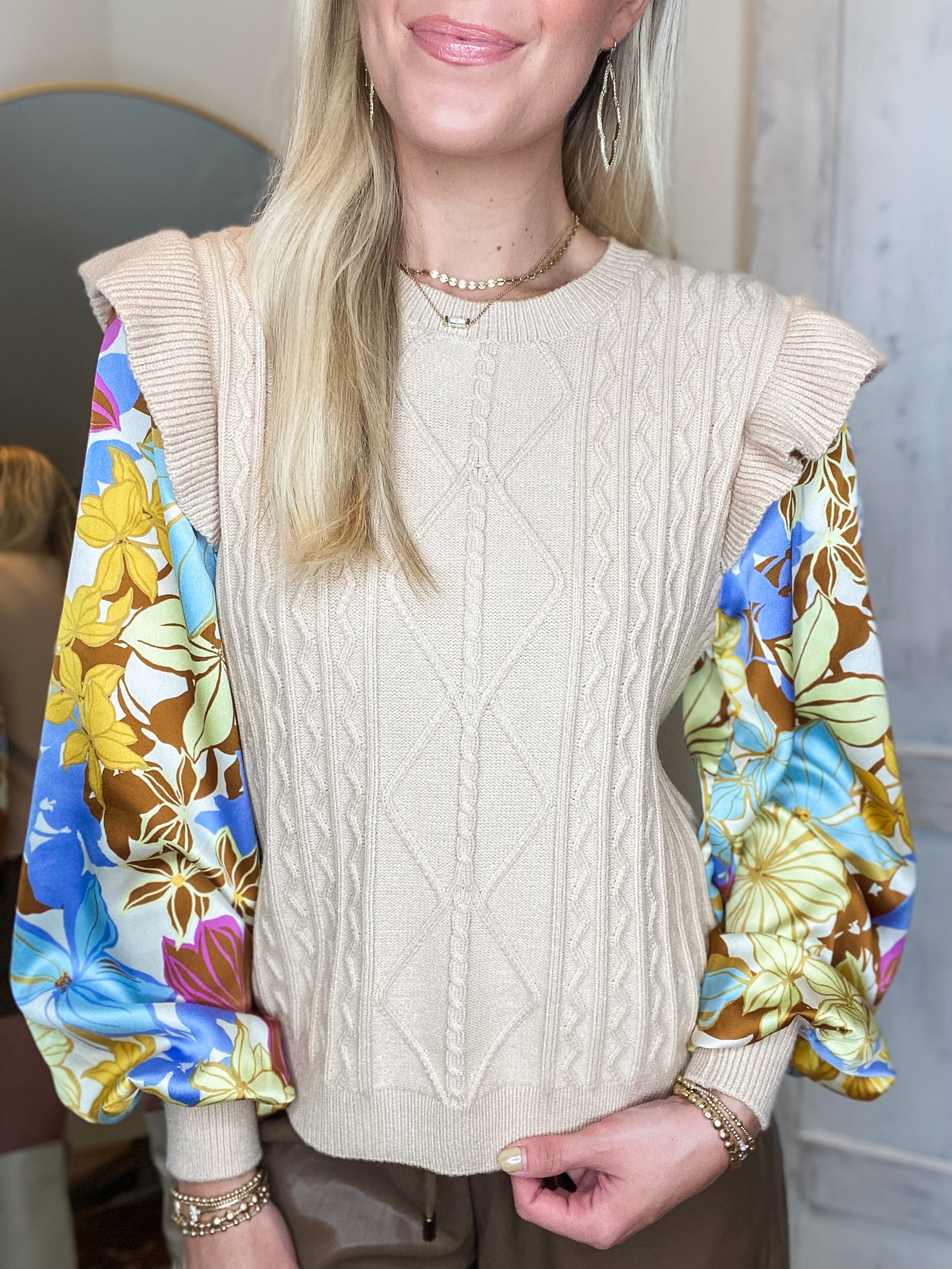 Colors In Harvest Taupe Sweater Blouse