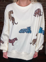 Load image into Gallery viewer, Rawr In The Night Sequin Tiger Sweatshirt
