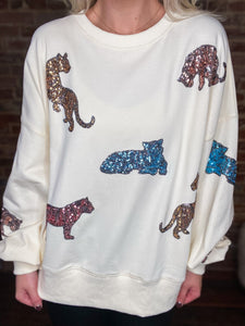 Rawr In The Night Sequin Tiger Sweatshirt