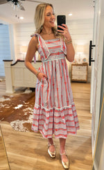 Load image into Gallery viewer, Neverending Bliss Powder Blue Bow Printed Midi Dress
