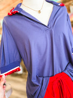 Load image into Gallery viewer, Enough For Me Navy &amp; Red Contrast Blouse
