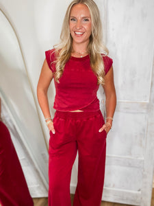 Crossing Boundaries Berry Red Wrap Top