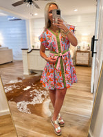 Load image into Gallery viewer, Walked By Blue Multi Floral Mini Dress
