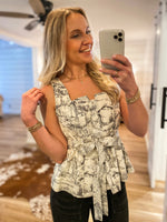 Load image into Gallery viewer, Keeping Faith Ivory &amp; Black Printed Tank
