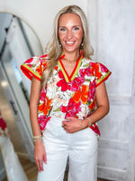 Load image into Gallery viewer, Taking Suggestions Berry Floral S/S Blouse
