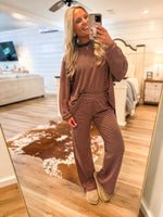 Load image into Gallery viewer, Heading Out Brown/Pink Stripe L/S Top

