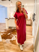 Load image into Gallery viewer, Found You Burgundy Luxe Butter Maxi Dress
