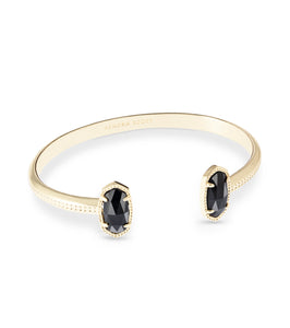 Elton Black Opaque Glass Gold Cuff Bracelet