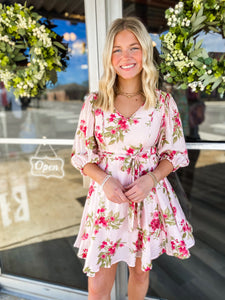 Simply Adored Blush Floral Mini Dress