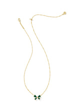 Load image into Gallery viewer, Blair Bow Emerald Drusy Small Gold Pendant Necklace
