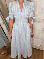 Load image into Gallery viewer, When You Know Powder Blue Stripe Midi Dress
