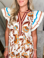 Load image into Gallery viewer, A Day Out Ivory &amp; Rust Floral Midi Dress
