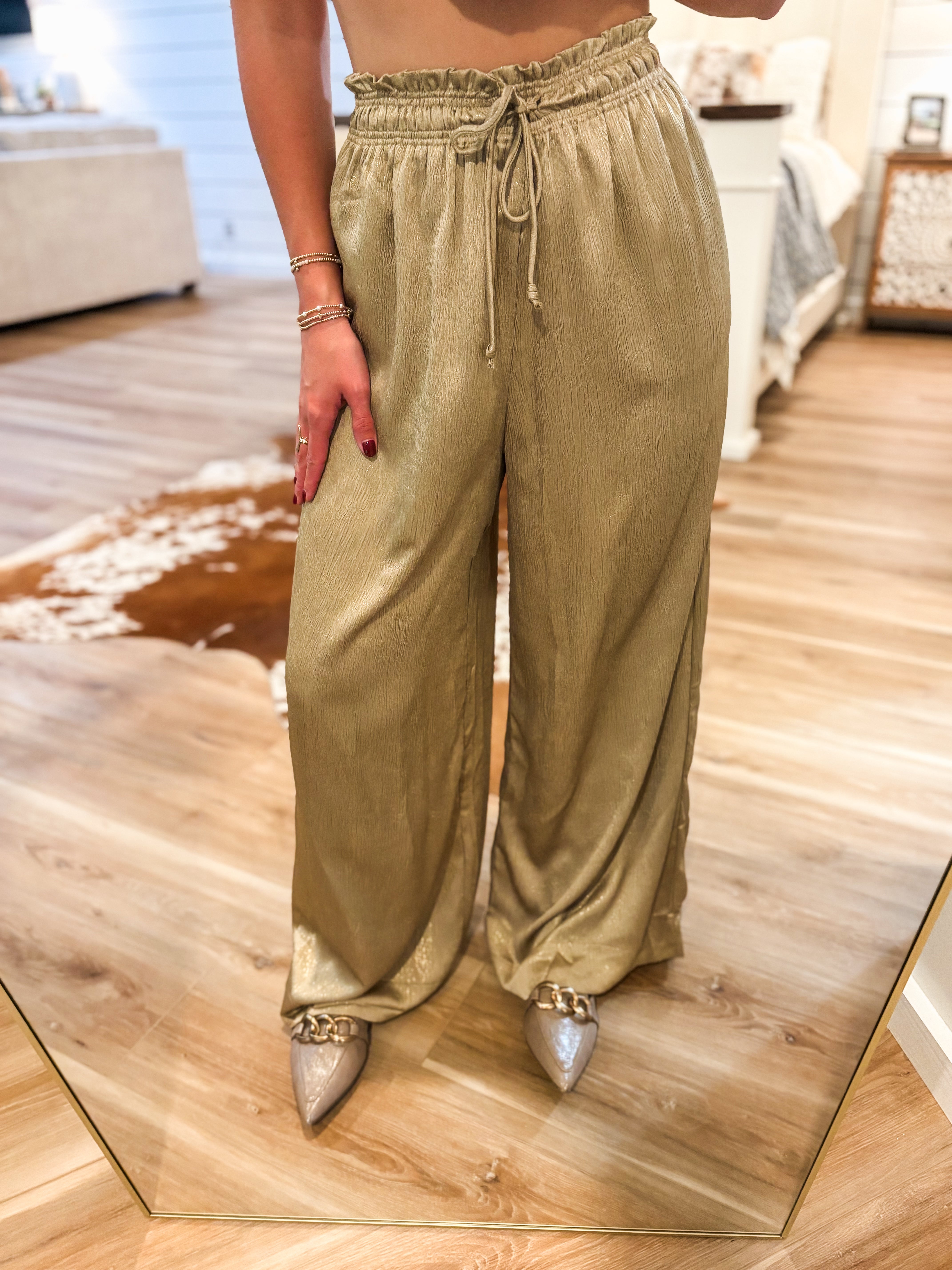 Shining Bright Gold Blouse & Palazzo Pant Set