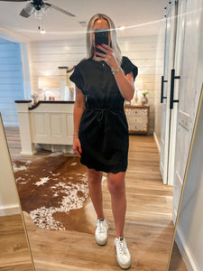 Out Shopping Black Luxe Knit Mini Athleisure Dress