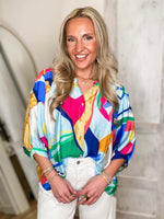 Load image into Gallery viewer, Brighter Way Multi Abstract Button Down Blouse
