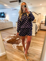 Load image into Gallery viewer, Plans To Go Navy Polka Dot Pullover &amp; Shorts Set
