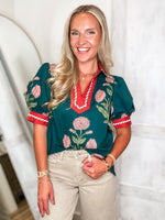 Load image into Gallery viewer, Subtle Moment Teal Floral Blouse
