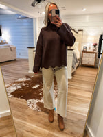 Load image into Gallery viewer, Cabin Fever Chocolate Knit Sweater
