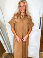 Load image into Gallery viewer, Camel Polo Midi Dress
