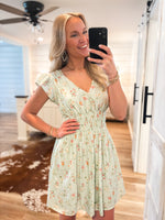 Load image into Gallery viewer, Remember Me Sage Floral Mini Dress
