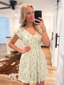 Remember Me Sage Floral Mini Dress