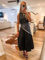 Load image into Gallery viewer, Sweet Style Black Bubble Midi Dress
