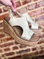 Load image into Gallery viewer, Freddie Gold Washed Metallic Corkys Wedge

