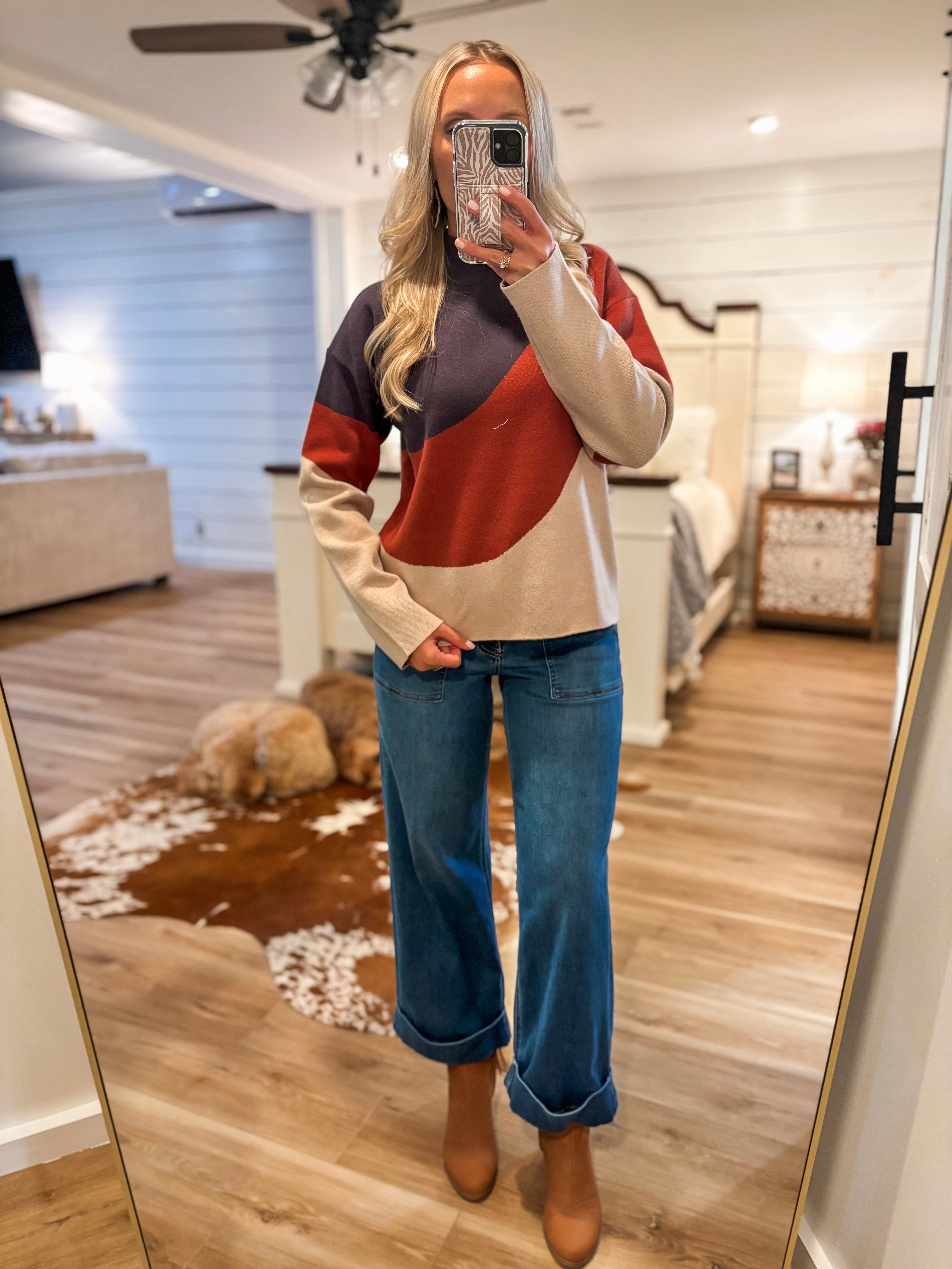 Just Ask Navy & Brick Sweater