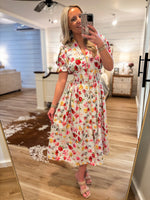 Load image into Gallery viewer, Generous Gesture Mint Floral Front Zip Midi Dress
