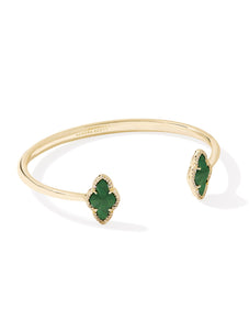 Abbie Pave Framed Green Illusion Gold Cuff Bracelet