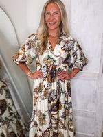Load image into Gallery viewer, Here For It Navy Multi Paisley Midi Dress
