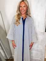 Load image into Gallery viewer, Long Distance Indigo Stripe Maxi Dress
