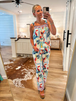Load image into Gallery viewer, Sunset Stroll Tropical Print Linen Tank &amp; Lounge Pant Set
