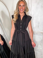 Load image into Gallery viewer, Always Something Better Black Midi Dress
