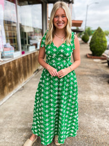 Bigger Picture Kelly Green & White Eyelet Maxi Dress
